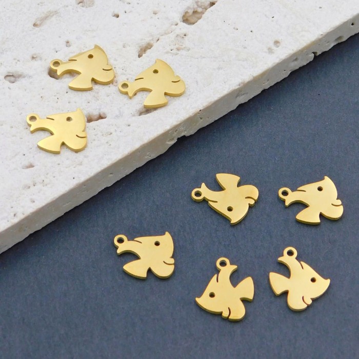 Zawieszka rybka stal nierdzewna 11.5x10mm złota (1szt.)