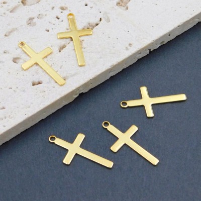 Zawieszka krzyżyk stal nierdzewna 23x12.5mm złota (1szt.)