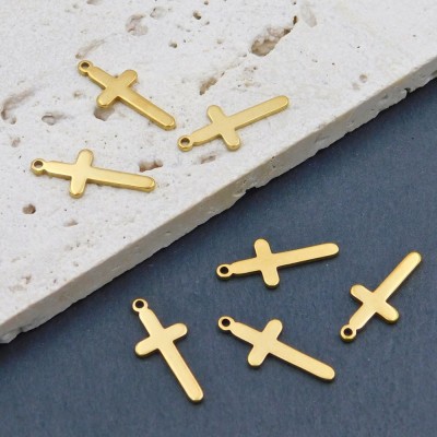 Zawieszka krzyżyk stal nierdzewna 18.5x8mm złota (1szt.)