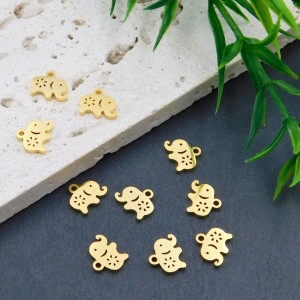 Złota zawieszka słonik stal chirurgiczna pozłacana 8.5x7.5mm (1szt.)