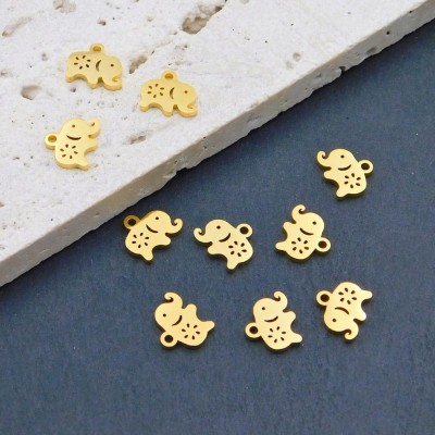 Zawieszka słonik stal nierdzewna 8.5x7.5mm złota (1szt.)