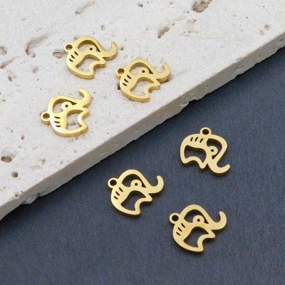 Zawieszka słonik stal nierdzewna 11x10.5mm złota (1szt.)