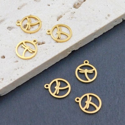 Zawieszka ważka w kole stal nierdzewna 12x10mm złota (1szt.)