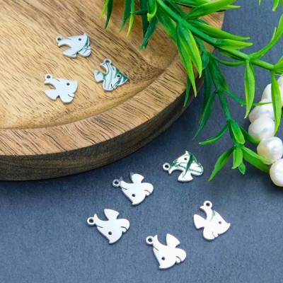 Zawieszka rybka stal nierdzewna 11.5x10mm ciemna srebrna (1szt.)