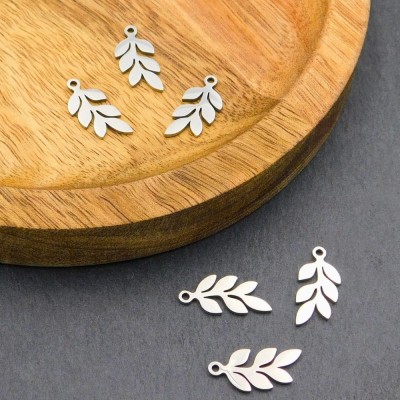 Zawieszka gałązka stal nierdzewna 17.5x8mm ciemna srebrna (1szt.)