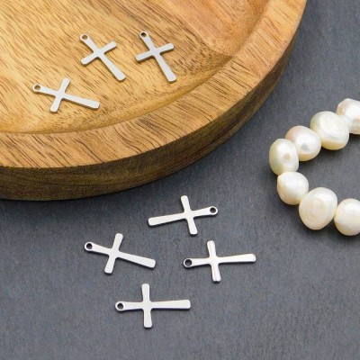 Zawieszka krzyżyk stal nierdzewna 15.5x9.5mm ciemna srebrna (1szt.)