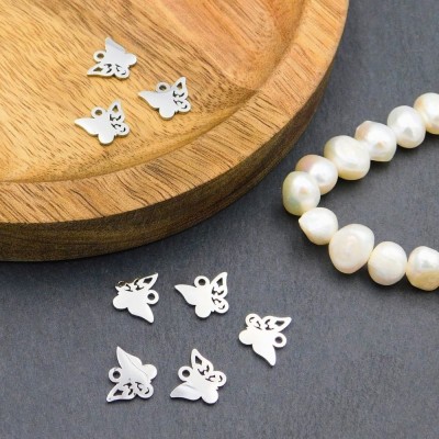Zawieszka motylek stal nierdzewna 10x8mm ciemna srebrna (1szt.)