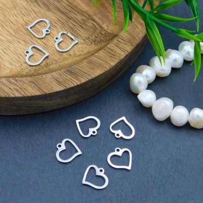 Zawieszka serce stal nierdzewna 10x10mm ciemna srebrna (1szt.)