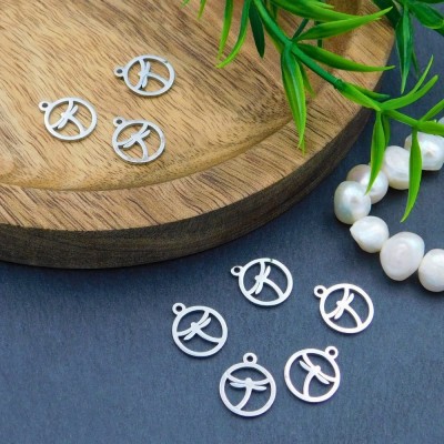 Zawieszka ważka w kole stal nierdzewna 12x10mm ciemna srebrna (1szt.)
