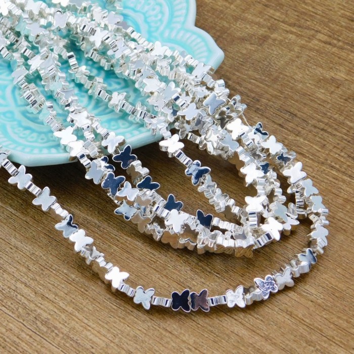 Hematyt motylki 6x5x2.5mm srebrne (6szt.)