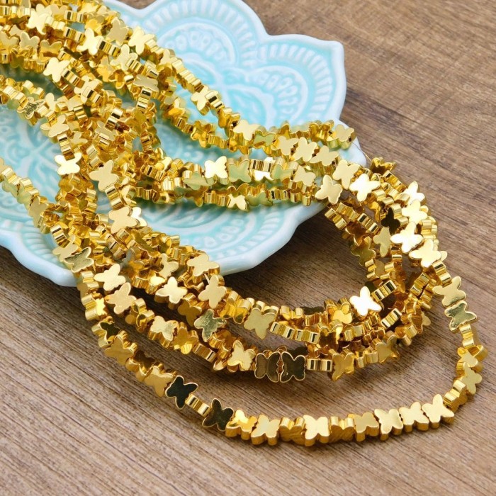 Hematyt motylki 6x5x2.5mm złote (6szt.)