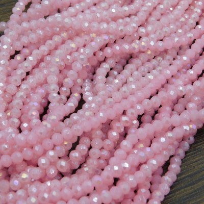 Oponki fasetowane ze szkła 4x3mm jasny róż AB (110szt.)