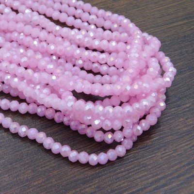 Oponki fasetowane ze szkła 4x3mm różowe AB (115szt.)