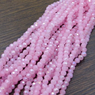 Oponki fasetowane ze szkła 4x3mm różowe AB (115szt.)