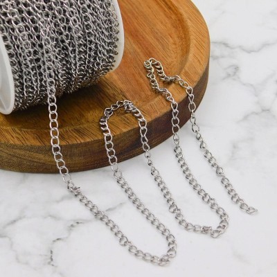 Łańcuszek ze stali chirurgicznej skręcany 4x3mm ciemny srebrny 1metr