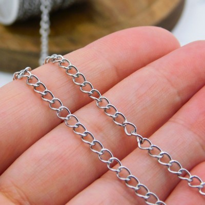 Łańcuszek ze stali chirurgicznej skręcany 4x3mm ciemny srebrny 1metr