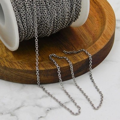 Łańcuszek ze stali chirurgicznej owalny 2.5x2mm ciemny srebrny 1metr