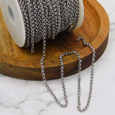 Łańcuszek ze stali chirurgicznej rolo okrągły 2.5mm ciemny srebrny 1metr