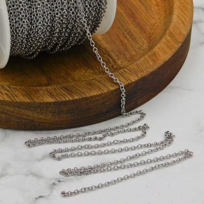 Łańcuszek ze stali chirurgicznej owal 2x1.5mm ciemny srebrny 1metr