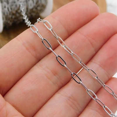 Łańcuszek ze stali chirurgicznej owal płaski 6.5x2.5mm ciemny srebrny 1metr