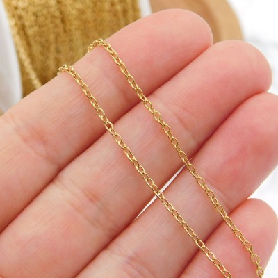 Łańcuszek ze stali chirurgicznej owal płaski 2x1.5mm pozłacany PVD 1metr