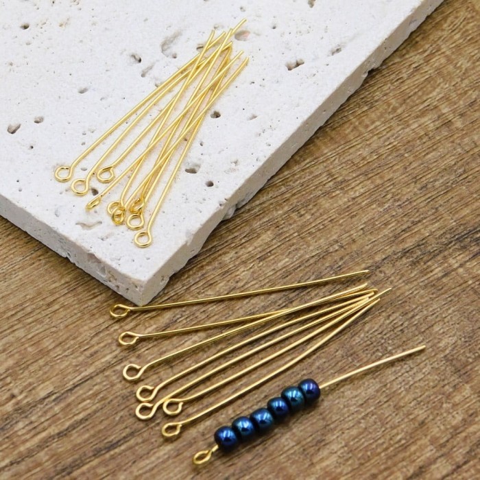 Szpilki z uszkiem stal chirurgiczna pozłacana 45x0.7mm (10szt.)