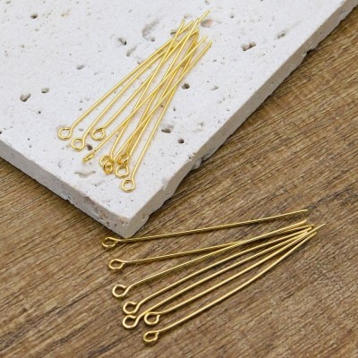 Szpilki z uszkiem stal chirurgiczna pozłacana 45x0.7mm (10szt.)