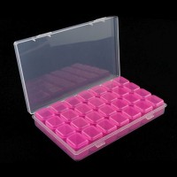 Organizer pudełko z plastiku na koraliki 17.5x11x3cm fuksja (1-zestaw)