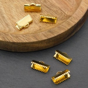 Złote zaciski krokodylki do bransoletek 15x9mm stal chirurgiczna (2szt.)