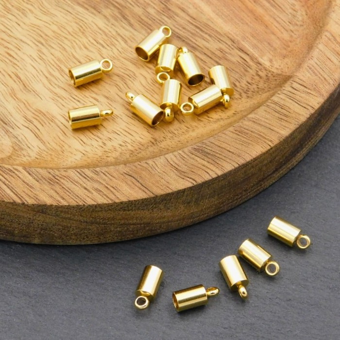 Końcówki do wklejania stal chirurgiczna pozłacana 9x4mm wew. 3mm (2szt.)