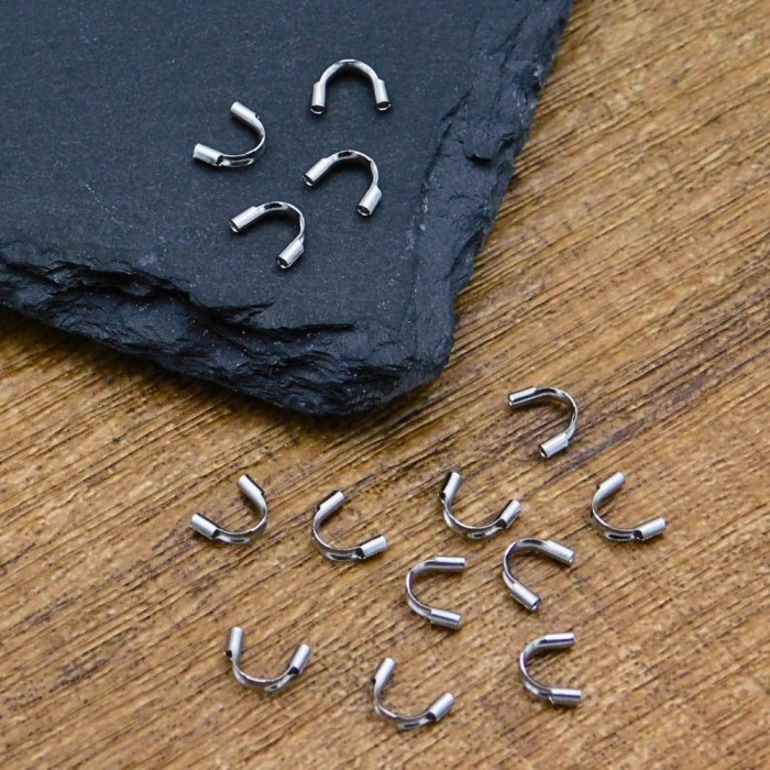 Podkówki ochronki linek stal chirurgiczna 6x4.5mm ciemne srebrne (6szt.)