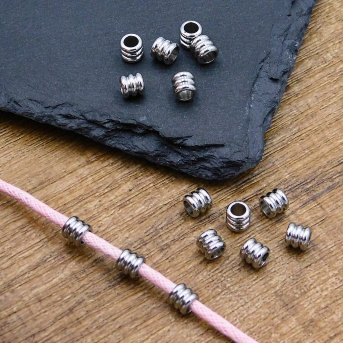 Przekładka kolumna stal chirurgiczna 5x4.5mm ciemna srebrna (4szt.)