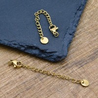 Złote zapięcie karabińczyk 10x6mm z przedłużką 5cm stal chirurgiczna pozłacana (1szt.)