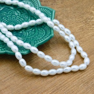 Perły owalne szklane 8x6mm białe perłowe (90szt.)