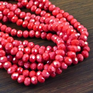 Oponki fasetowane ze szkła 6x4.5mm czerwone z połyskiem (20szt.)