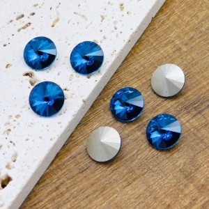 Kaboszon rivoli koło stożkowe ze szkła 12x6.5mm morskie (2szt.)