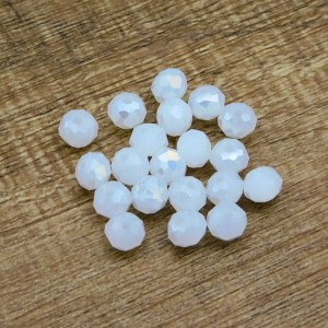 Oponki fasetowane ze szkła 6x4.5mm białe z połyskiem (20szt.)