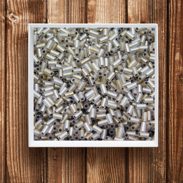 TOHO Bugle 3mm Gold-Lined Frosted Crystal (10g)