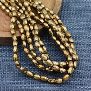 Hematyt oliwki owale skręcone 8x5.5mm ciemne złote (50szt.)