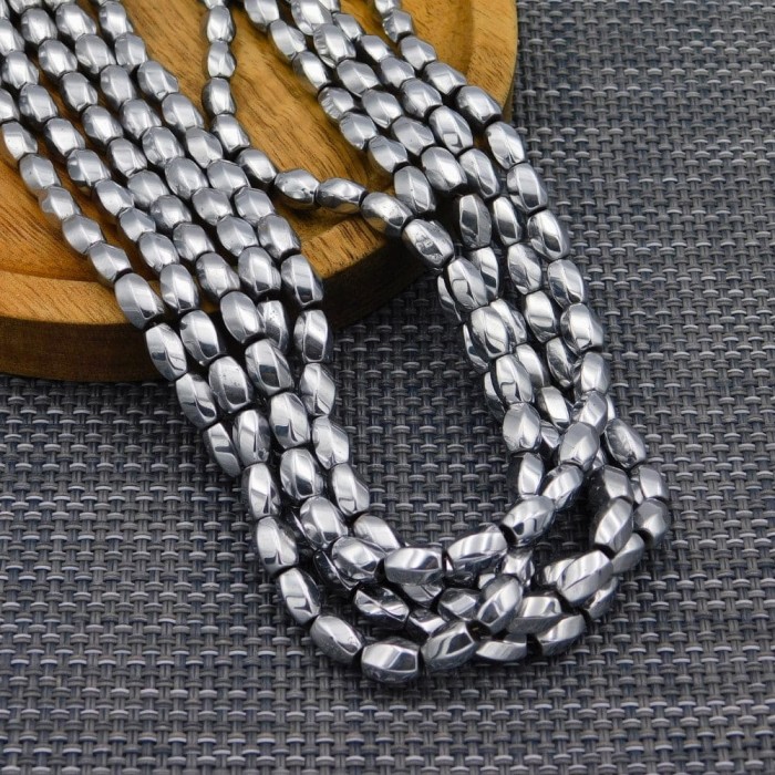 koraliki-hematyt-oliwki-skrecone-8x5.5mm-ciemne-srebro-bizuteria-handmade