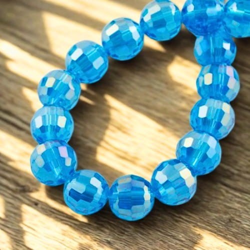 Kulki disco ze szkła 8mm morskie opalizujące (10szt)