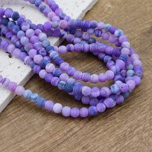 Agat fioletowy trawiony matowy kulki 6mm (6szt.)
