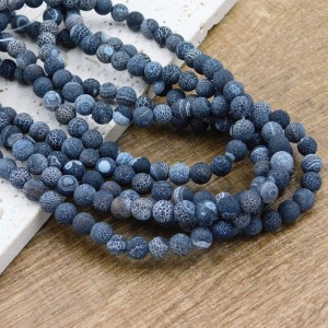 Agat czarny trawiony matowy kulki 6mm (6szt.)