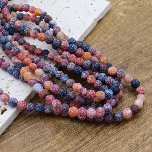 Agat brązowy trawiony matowy kulki 6mm (6szt.)