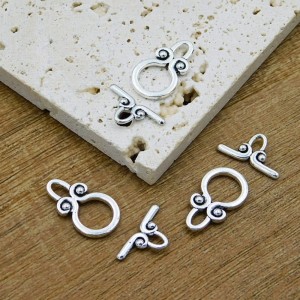 Zapięcie toggle metalowe pętelka 20x11mm antyczne srebrno (4kpl.)