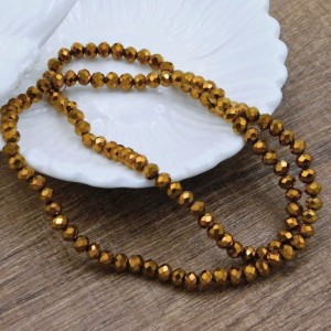 Oponki fasetowane ze szkła 4x3mm ciemne złote metaliczne (110szt.)