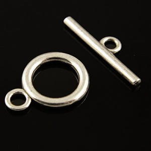 Zapięcie toggle koło metalowe 19x14mm antyczne srebro (4kpl.)