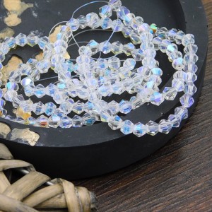 Kryształki bicone ze szkła 4mm przezroczyste AB (80szt.)