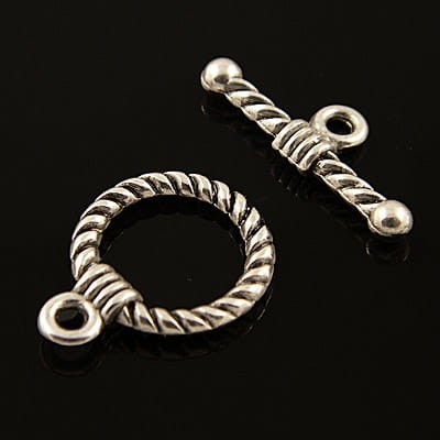 Zapięcie metalowe koło 18mmx14mm ciemne srebrne (2kpl)