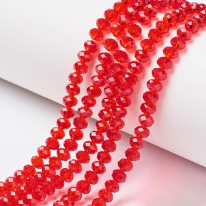 Oponki fasetowane ze szkła 10x7mm czerwone (10szt.)